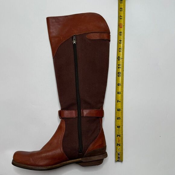 Patagonia ADDIE Rider Leather & Canvas Tall Boots Chimney Brown Size 7 Excellent - Picture 7 of 9
